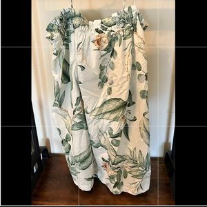 H&M | White with green flowers midi dress